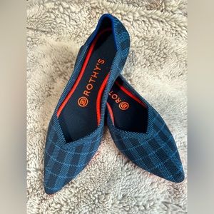 Rothy’s retired women’s indigo blue gingham the Point